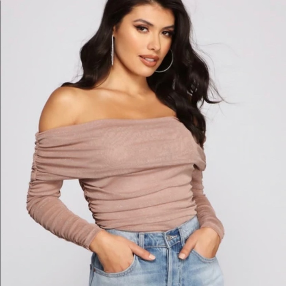 Windsor off the shoulder blush bodysuit